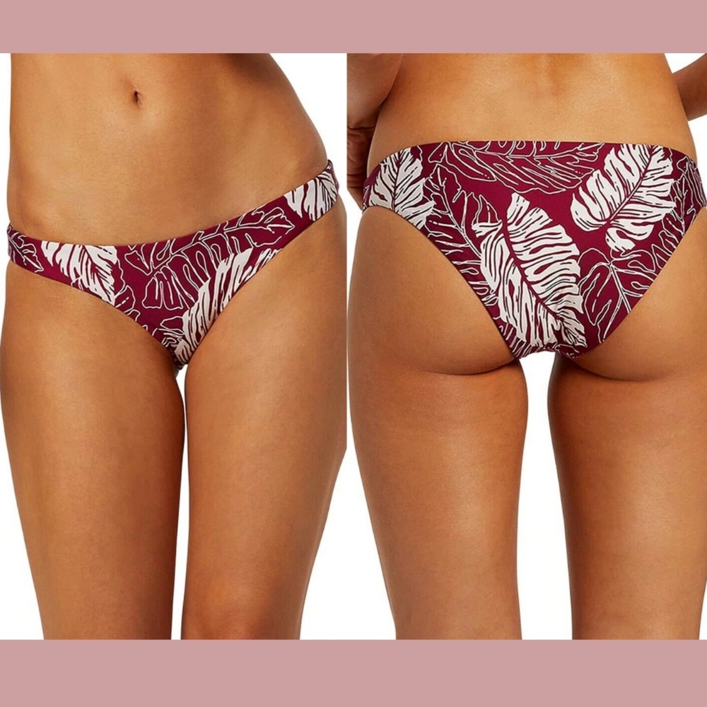NWT Volcom [ Large ] Palm Squad Bikini Swim Bottom in‎ Pomegranate